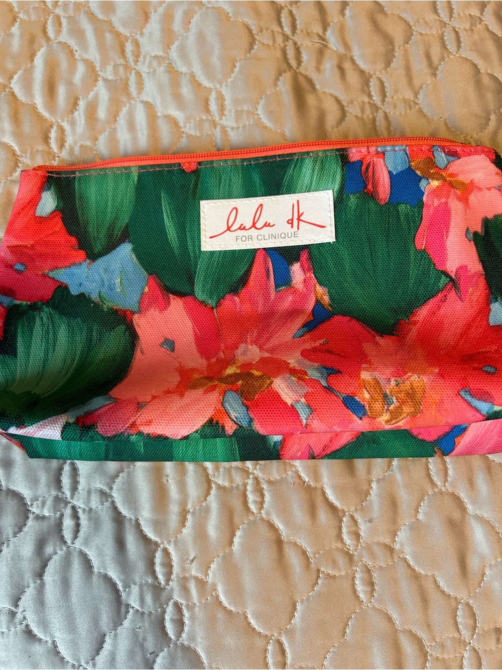 Clinique Floral Zip Pouch in Pink, Green & Blue